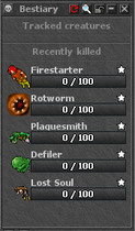 Tracked and recently killed creatures